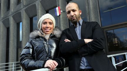 Scherhazad Benhaddad et Khalid Majid, anciennes t&ecirc;tes de listes de&nbsp;l'Union des d&eacute;mocrates musulmans francais (UDMF) &agrave; Bobigny (Seine-Saint-Denis), le 12 f&eacute;vrier 2015. (MAXPPP)