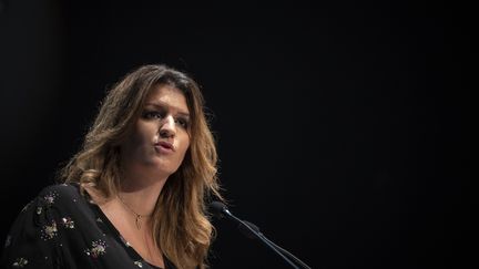 Marlène Schiappa lors d'un discours à Albi, en octobre 2020. (LIONEL BONAVENTURE / AFP)