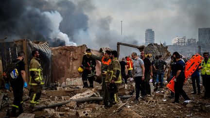 Les secours après les deux explosions qui ont ravagé Beyrouth (Liban), le 4 août 2020. (FADEL ITANI / NURPHOTO)