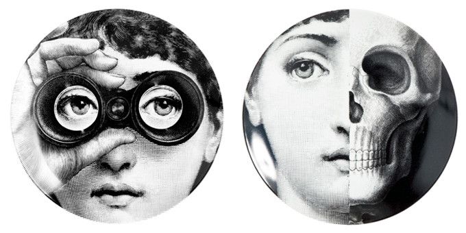 "Je ne peins pas de portraits d'après nature, je les extrais de ma mémoire", expliquait Piero Fornasetti. "Je peux faire quelques esquisses, mais je travaille ensuite tout de mémoire. Autrement, quel genre de portraits ce serait ? Une simple copie."
 (Fornasetti / Courtesy of Les Arts Décoratifs)