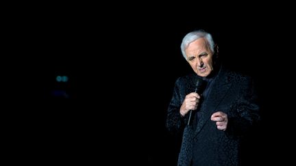 Charles Aznavour, lors d'un concert pour ses 90 ans à Berlin en Allemagne, le 22 mai 2014.&nbsp; (BERND VON JUTRCZENKA / DPA)