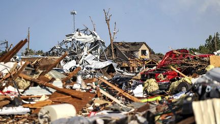 Une zone résidentielle détruite après le passage d'une tornade à Perryton, au Texas, le 15 juin 2023. (DAVID ERICKSON / AP)