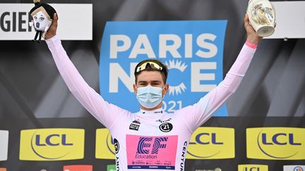 Le Suisse Stefan Bissegger, vainqueur du contre-la-montre, troisième étape de Paris-Nice, mardi 9 mars 2021.  (DAVID STOCKMAN / BELGA MAG)