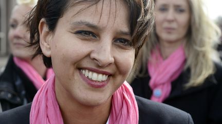 La porte-parole du gouvernement Najat&nbsp;Vallaud-Belkacem, le 21 mars 2014 &agrave; Villeurbanne (Rh&ocirc;ne). (JEAN-PHILIPPE KSIAZEK / AFP)