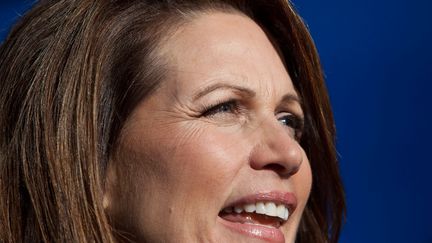 Michele Bachmann lors d'une conf&eacute;rence de presse &agrave;&nbsp;West Des Moines dans l'Etat de l''Iowa (Etats-Unis), le 2 janvier 2012. (ANDREW BURTON / GETTY / AFP)