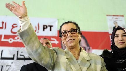 Louisa Hanoune, secrétaire générale du Parti du travail algérien et candidate à la présidentielle, en meeting à Blida, à l'ouest d'Alger, le 27 mars 2014. (Amine Labouad / NurPhoto)