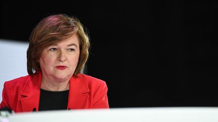 La tête de liste La République en marche pour les élections européennes, Nathalie Loiseau, lors d'un débat organisé par la Fédération nationale de la Mutualité française, le 11 avril 2019 à Paris.&nbsp; (ANNE-CHRISTINE POUJOULAT / AFP)