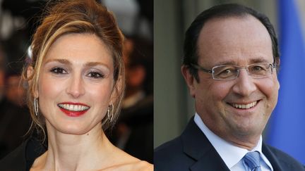 Julie Gayet, le 25 mai 2012 au festival de Cannes, et François Hollande, le 5 décembre 2013 à l'Elysée, à Paris. (THOMAS SAMSON - VALERY HACHE / AFP)