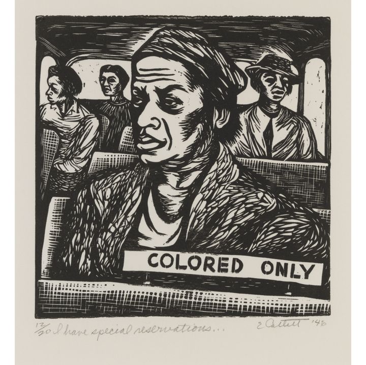 Elizabeth Catlett, 12. "I have speciel reservations", 1946, Courtesy of the Pennsylvania Academy of the Fine Arts, Philadelphia. Art by Women Collection, Gift of Lida Lee Alter, Art. Photographie Barbara Katus
 (Catlett Mora Family Trust/Licensed by VAGA, New York, NY / ©Adagp, Paris, 2016)