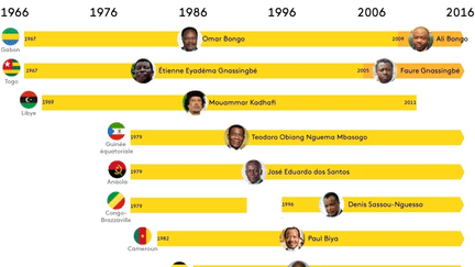 Les chefs d'Etat africains restés le plus longtemps au pouvoir. (NICOLAS ENAULT)