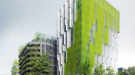 Un bâtiment à la façade en algues va bientôt voir le jour dans le 13e arrondissement de Paris.&nbsp; (XTU ARCHITECTS)