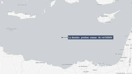 La carte de la dernière localisation du vol MS804, le 19 mai 2016. (FRANCETVINFO)