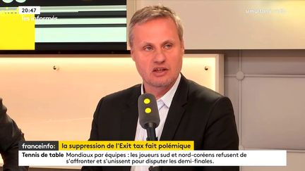 Jean-Sébastien Ferjou, fondateur et directeur de la publication d’atlantico.fr sur la plateau de franceinfo, le 3 mai 2018. (FRANCEINFO / RADIOFRANCE)