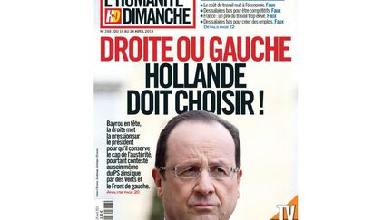 A gauche, "L'Humanit&eacute; Dimanche" s'impatiente &eacute;galement. L'hebdomadaire communiste d&eacute;plore le manque de clart&eacute; du chef de l'Etat, et l'appelle &agrave; "choisir entre droite ou gauche".&nbsp; (L'HUMANITE DIMANCHE)