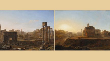 Louse Joséphine Sarazin de Belmont, "Vue du forum le matin (à gauche) et le soir (à droite" (© Musée des Beaux-Arts de Tours / D. Couineau)