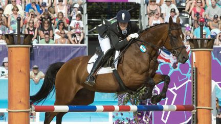 Amélie Cazé lors de l'épreuve olympique d'équitation du pentathlon moderne