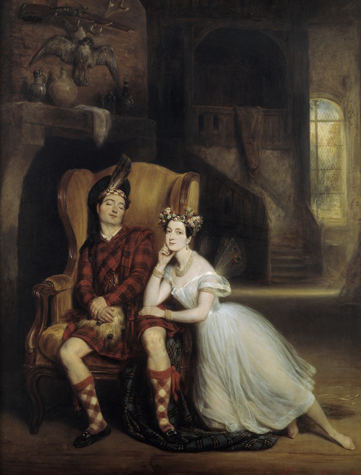 Lepaulle François Gabriel Guillaume (1804-1886), "Marie Taglioni et son frère Paul dans le ballet de la Sylphide", 1834, huile sur toile 128,5 cm x 96,5 cm, Musée des Arts Décoratifs. (RMN-Grand Palais / Agence Bulloz)