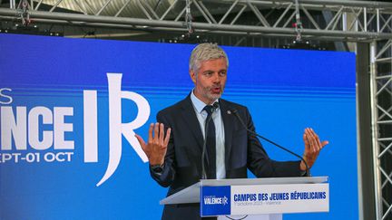 Laurent Wauquiez, lors de la rentrée des Jeunes Républicains, à Valence (Drôme), dimanche 1er octobre 2023. (NICOLAS GUYONNET / HANS LUCAS)