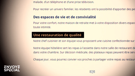 Ehpad : manger pour 4 euros par jour quand on paie des frais d'hébergement de plus de 3 000 euros par mois (ENVOYÉ SPÉCIAL  / FRANCE 2)