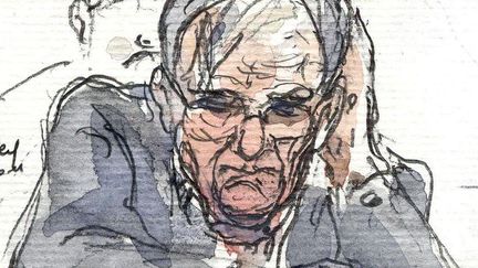 Dessin d'audience repr&eacute;sentant Dieter Krombach, le 21 octobre 2011, la veille du verdict de son proc&egrave;s aux assises. (BENOIT PEYRUCQ / AFP)