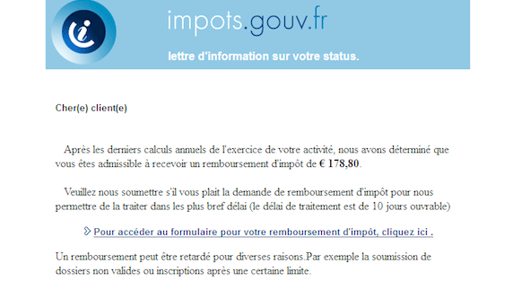 &nbsp; (De faux mails de ce type circulent © capture d'écran)