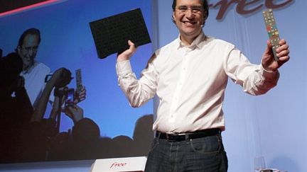 Xavier Niel présentant la nouvelle Freebox (AFP/THOMAS COEX)