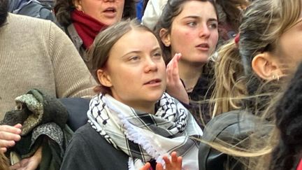 L'activiste suédoise Greta Thunberg dans un manifestation à Bordeaux, dimanche 11 février. (GILLES PAPIN / FRANCE TELEVISIONS)