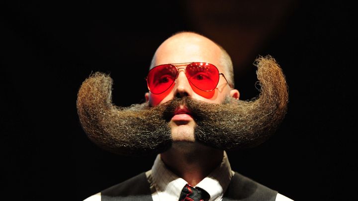 Mike Johnson a concurru &agrave; la cat&eacute;gorie "barbe freestyle" des&nbsp;Championnats du monde de barbe et moustache se tenant &agrave;&nbsp;Porland, dans l'Oregon (Etats-Unis), le 25 octobre 2014. (ALEX MILAN TRACY  / SIPA)