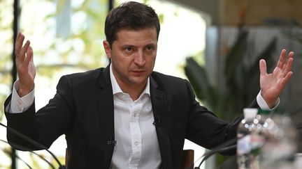 Volodymyr Zelensky, président ukrainien lors de sa conference de presse de 12 heures à Kiev (Ukraine), le 10 octobre 2019.
&nbsp; (GENYA SAVILOV / AFP)