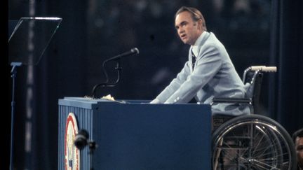 George Wallace s'adressant à la Convention nationale des démocrates, le 12 juillet 1972. (BETTMANN / BETTMANN)