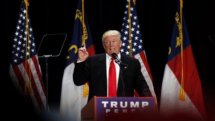 Donald Trump, candidat républicain à la présidentielle américaine, lors d'un meeting de campagne à Charlotte, en Caroline du Nord (Etats-Unis), jeudi 18 août 2016. (BRIAN BLANCO / GETTY IMAGES NORTH AMERICA / AFP)