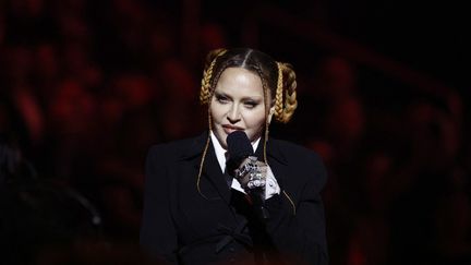 Madonna, le 5 février 2023, lors des Grammy Awards, à Los Angeles. (FRAZER HARRISON / GETTY IMAGES NORTH AMERICA / AFP)