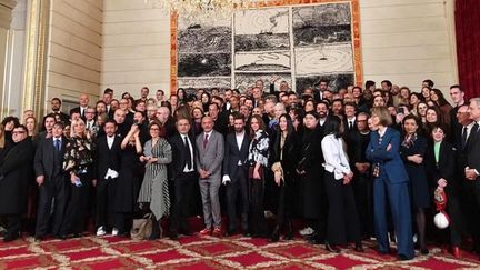 Les créateurs de mode reçus à l'Elysée par Emmanuel et Brigitte Macron, le 5 mars 2018
 (Photo instagram postée par JCdeCastelbajac)