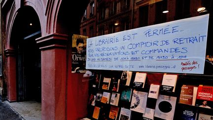 Une librairie fermée à Lyon pour cause de reconfinement, le 3 novembre 2020. (RICHARD MOUILLAUD / MAXPPP)