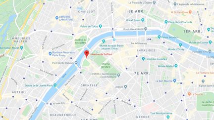 L'interpellation de Cédric a eu lieu, vendredi 3 janvier 2020, entre&nbsp;l'avenue de Suffren et le Quai Branly à Paris. (GOOGLE MAPS / FRANCEINFO)