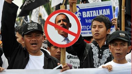 Des Indonésiens manifestent à Jakarta contre la venue de Barack Obama (AFP - ADEK BERRY)