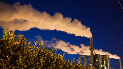 Cheminées d'une usine à Tartas (Landes). (LOIC VENANCE / AFP)