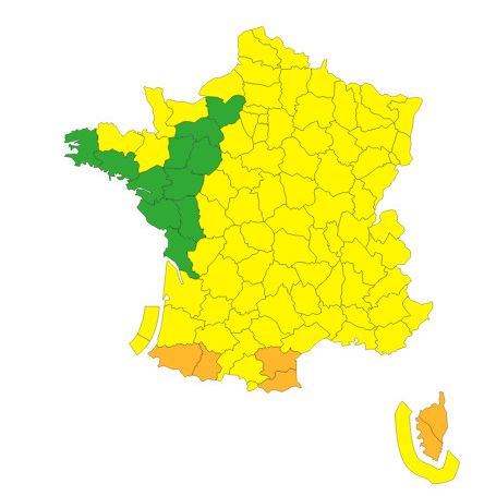 Six départements ont été placés en vigilance orange par Météo France, vendredi 25 septembre 2020. (METEO FRANCE)