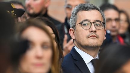 Le ministre de l'Intérieur, Gérald Darmanin, le 3 janvier 2024 lors d'une visite à Marseille (Bouches-du-Rhône). (NICOLAS TUCAT / AFP)