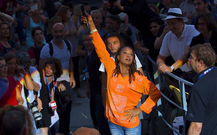 Lisa Simone dans le public, théâtre antique de Vienne le 4 juillet 2016
 (Jean-François Lixon)