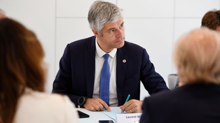 Le président du parti Les Républicains, Laurent Wauquiez, le 20 juin 2018, à&nbsp;Paris. (CHRISTOPHE ARCHAMBAULT / AFP)