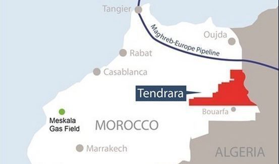 En rouge, la zone de prospection gazière dans la province de l'Oriental, à l'est du Maroc. (Médias24)