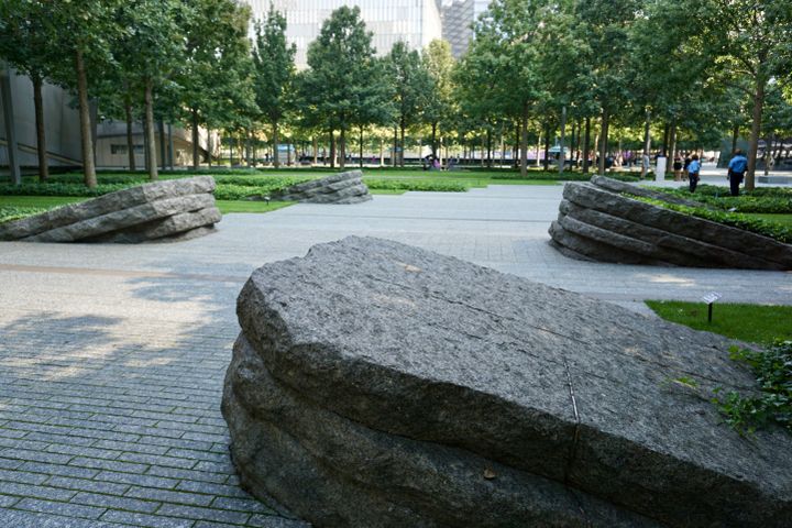 Le Memorial Glade, inauguré en 2019, est l'addition la plus récente au monument rendant hommage aux victimes des attentats du 11-Septembre. (MARIE-VIOLETTE BERNARD / FRANCEINFO)