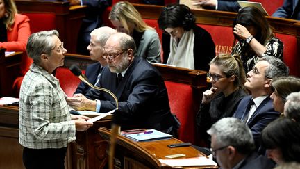 La Première ministre, Elisabeth Borne, à l'Assemblée nationale le 19 décembre 2023. (JULIEN DE ROSA / AFP)