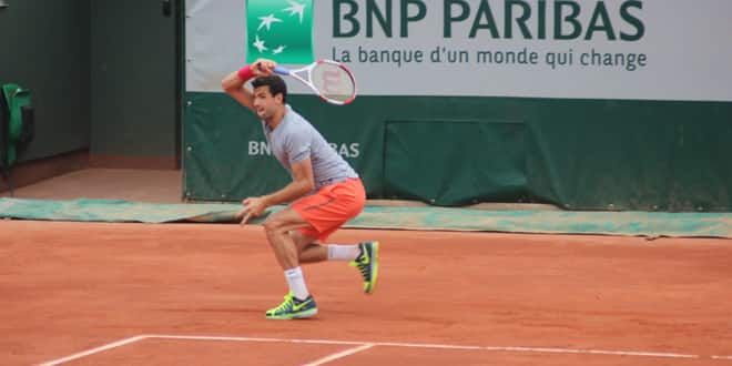 Grigor Dimitrov à l'entraînement sur le court Suzanne-Lenglen