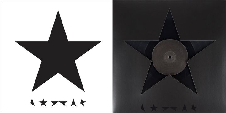 Les pochettes de "Blackstar" de David Bowie signées Jonathan Barnbrook (à droite, la version disque vinyle).
 (DR)