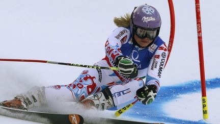 La skieuse fran&ccedil;aise Tessa Worley lors de la premi&egrave;re manche du slalom g&eacute;ant, le 14 f&eacute;vrier 2013, aux Mondiaux de&nbsp;Schladming (Autriche). (RUBEN SPRICH / REUTERS)