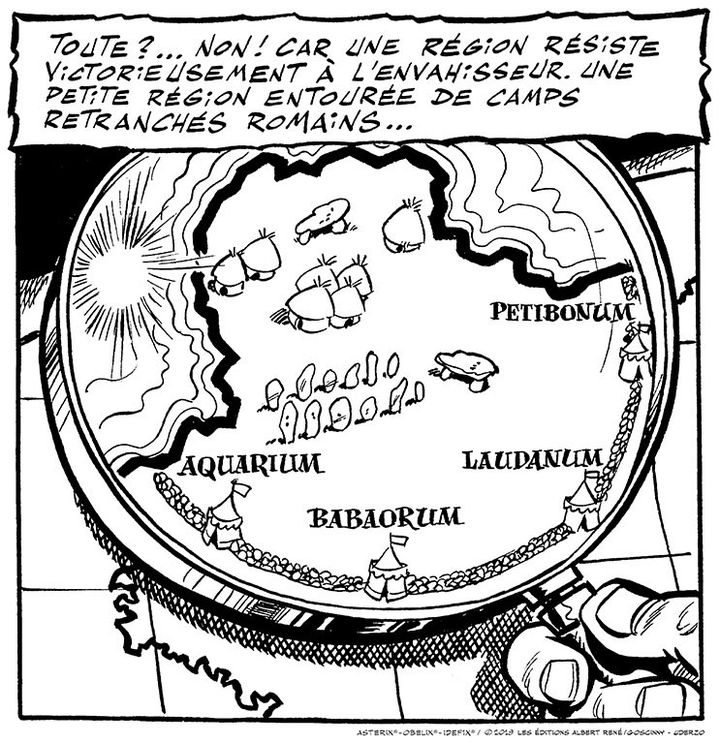 Carte d’Astérix telle qu’elle apparaît dans la première planched’Astérix le Gaulois, 1959. (ASTERIX ® OBELIX ® IDEFIX ® © 2019 LES EDITIONS ALBERT RENE / GOSCINNY-UDERZO)