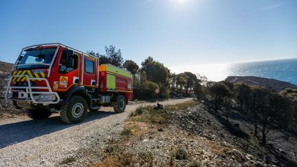 Incendie entre Banyuls-Sur-Mer et Cerbère dans les Pyrénées-Orientales le 17 avril 2023, sinistre qui a détruit 930 hectares. (M?LINA GALLAND / CNB NEWS / MAXPPP)