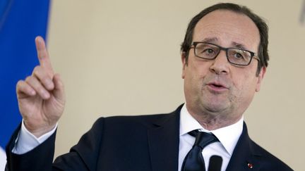 Fran&ccedil;ois Hollade au Coll&egrave;ge de France, &agrave; Paris, mardi 17 mars 2015. (KENZO TRIBOUILLARD / AFP)